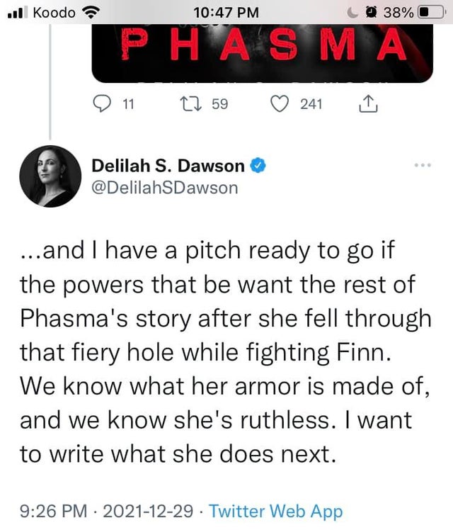 Delilah S. Dawson tweet