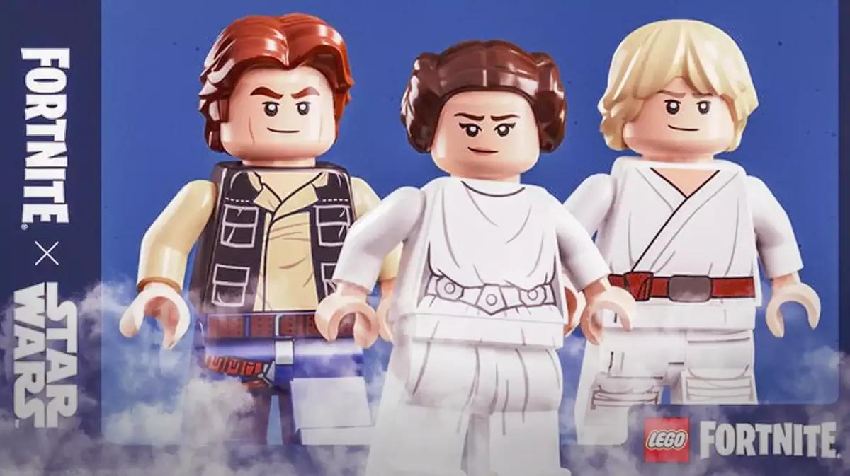 Le skin LEGO Fortine Star Wars di Han Solo Leia e Luke